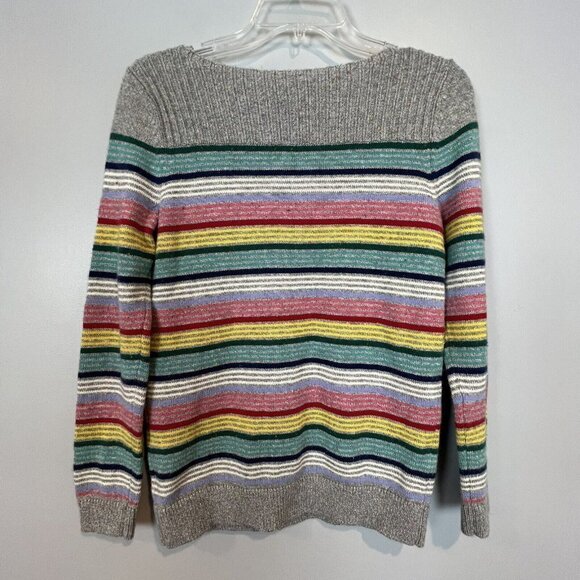 Talbots Gray Rainbow Stripe Sweater Boatneck Size XS NWT - Picture 7 of 8
